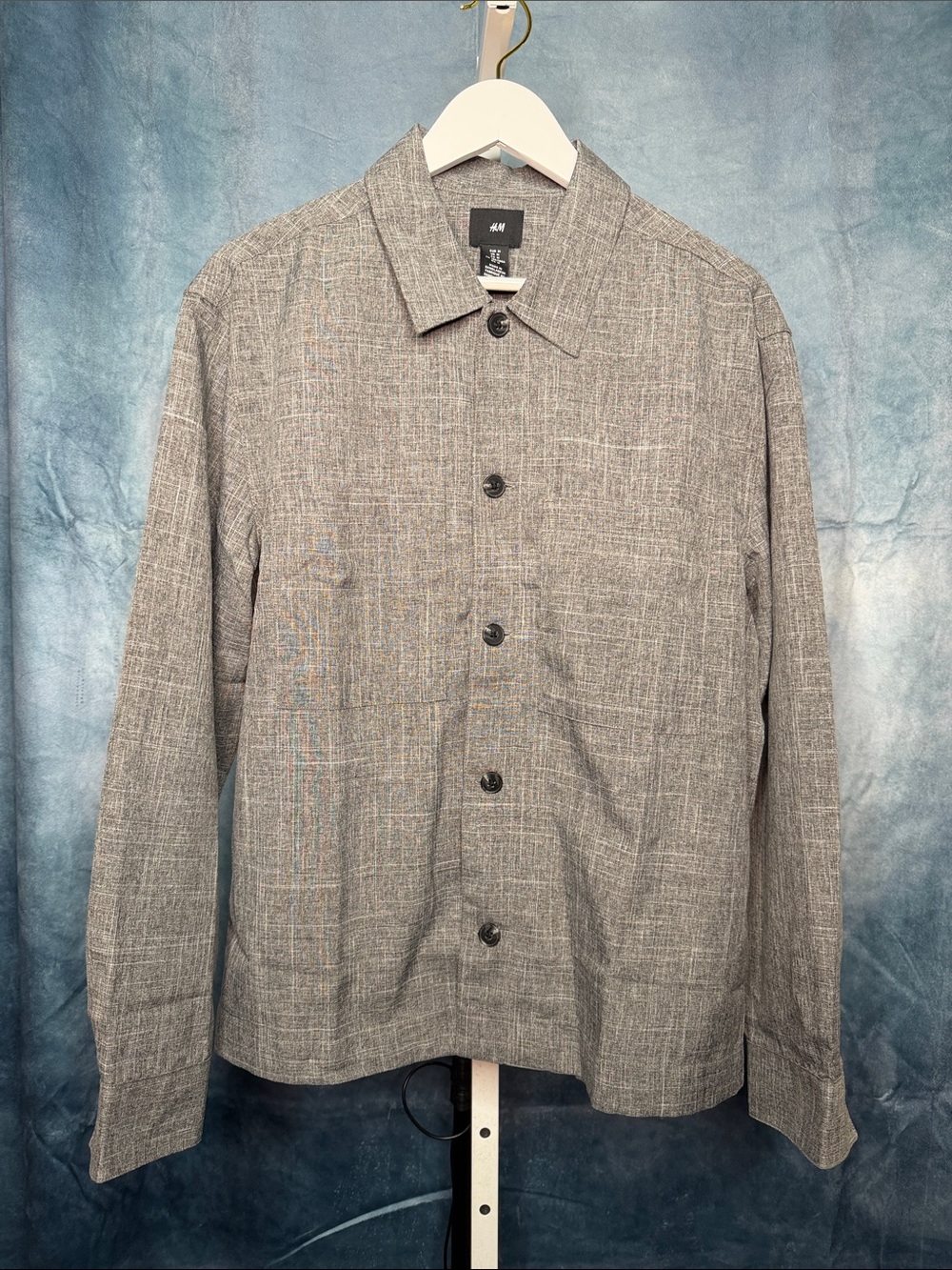 H&M Men's Textured Light Gray Shirt Jacket Size Medium